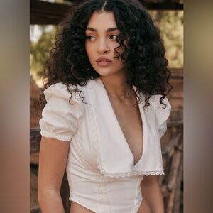 House of CB White Puff Sleeve Top